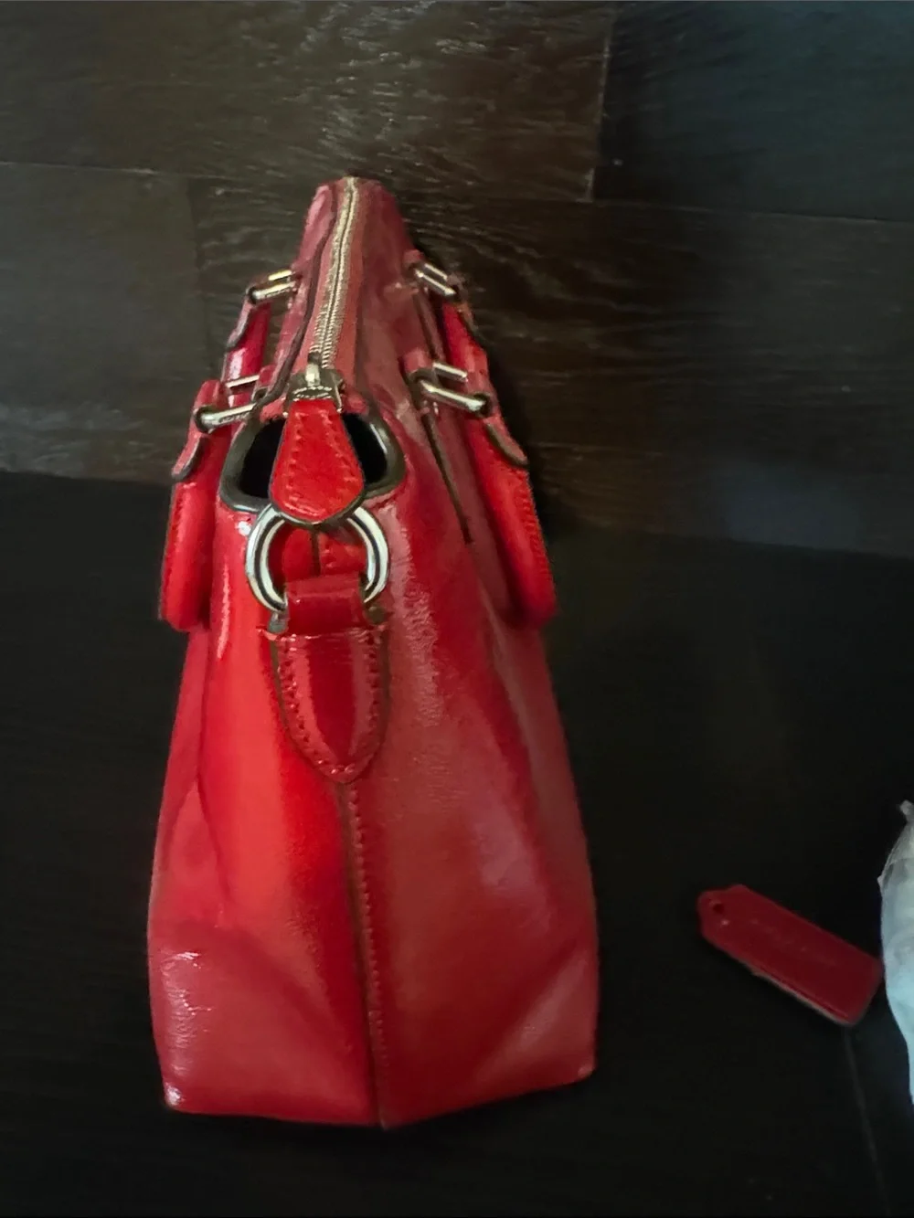 Coach glossy red